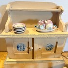 Vintage Dollhouse Miniature Cream Painted Table Chairs Set Wood