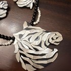 Vintage Lee Sands Style Beaded Zebra Necklace And Matching Earrings Set