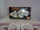 Pyrex Compatibles Corelle Corning Old Town Blue Sugar   Creamer Set 3 Pc Nos Box