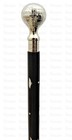 Brass Antique Chrome Globe Head Handle Black Wooden Cane Walking Stick Designer