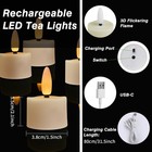 6pcs Flameless Rechargeable Led Tea Lights Flickering Candles With Timer Remote