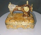Antique Vintage Jeweled Sewing Machine Trinket Box