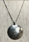 Vintage Hammered Sterling Silver Disc Pendant Necklace 4 35 Grams