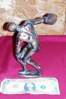 Old Small Bronze Discobolus Discus Thrower Greek Sculpture Statue Figure Vintage