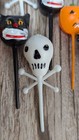 8 Piece Retro Halloween Assortment Cake Picks  Black Cat  Pumpkin  Witch  Skull