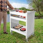 Camping Grill Cart Mobile Rectangular Barbecue Trolley Picnic Cart Stainless