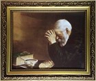 Daily Bread Man Praying At Dinner Table Grace Framed Art Print