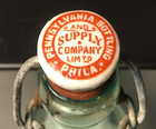 Philada Penna  Bottling Supply Co  Antique Aqua Blob Top Bottle W stopper Top 