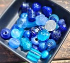Rare Old Translucent Blue  Antique Trade Beads No Case Worn