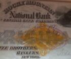 Antique 1877 Rocky Mountain National Bank Check Native American Bear Vignette     