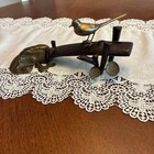 Japanese Takaoka Bronze Wagtail On An Earthen Bridge Small Bird Figurine W  Box