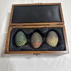 Hbo Game Of Thrones Authentic Prop- Dragon Egg Collector Wooden Box Set