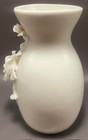 Vintage Glossy White Porcelain Capodimonte Style Floral Vase 6  Applied Roses