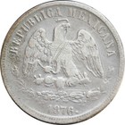 Mexico Second Republic 50 Centavos As 1876  L  Alamos  Dot After Date  Km  407 