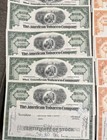  lot Of 16  American Tobacco Company Stock Certificate -2 Colors