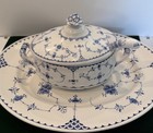 Furnivals Denmark Blue Oval Covered Tureen W  Platter And Spoon