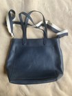 Madewell The Zip-top Medium Transport Leather Tote Cross Body In Navy Blue