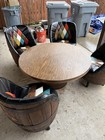 Vintage Mcm Whiskey Barrel Chair Set Swirl With Table Diamond Leather  Lounge
