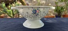 1980s White Enamel Holed Strainer Colander Vintage Bouquet Of Flowers W handles