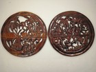 2 Vintage 18  Hand Carved Wood Relief Art African Harvest Storyboard Medallions