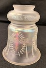 Pair Of Antique Iridescent Etched Glass Lamp Shades