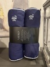 2 Lauren Ralph Lauren Indoor Outdoor Bolster Pillows Navy Blue 20x7 Monogram New