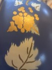 Vintage Metal Enamel Bowl 8 5 Inch  Blue Flowers  Mid Century Modern  Floral