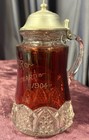 Antique 1904 Ruby Red Flash Souvenir Eapg Syrup Pitcher Pontil Old Orchard Maine