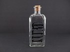 Vintage Glass Gin Decanter Bottle With Cork Stopper Bold Black Lettering Mcm