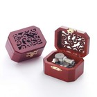 Wood Octagon Carving Wind Up  Music  Music Box     100 Songs Available  