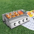 Gas Bbq Grill Stainless Steel Outdoor Camp Picnic Barbecue Shish Kabob 4 Burner