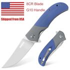 Folding Pocket Knife With Clip G10 Handle 8cr Blade Liner Lock Edc Knife