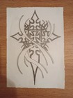 Gothic Tattoo-style Religious Drawings Lot Of 3 Cross Angel Wings Text