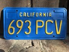 California License Plates Pair Dmv Clear 1970   s Blue Yellow Glendale Volkswagen