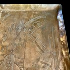 Vtg Solid Copper Handmade Tray Mexican Etched Folk Art Handmade Artisan Large