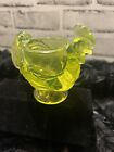 Boyd Uranium Vaseline Glass Rooster Egg toothpick Holder Cup