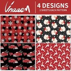  Christmas Wrapping Paper Red Black Vintage Santa Reindeer Black   Red Xmas