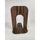 Vintage Faux Wood Grain Metal Bookends Arched Mid Century Modern Style Set Of 2