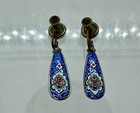 Pair Of 19th Century Persian Silver And Enamel Screw Back Earrings