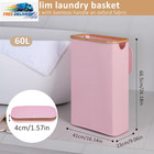 65l Slim Laundry Hamper  Narrow Laundry Basket With Lid foldable Clothes Hamper