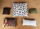 5 Handmade Doll Size Patchwork Pillows Sunbonnet Girl Etc- Estate Find