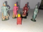 Vintage Manoil Barclay Grey Iron Lead Train Station Travelers 3  - 5 Total