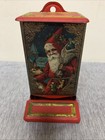 Vintage 1970s Tin Match Holder Matchbox Christmas Santa Claus Jasco Hong Kong