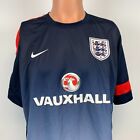 Nike England National Soccer Team Vauxhall Dri Fit Training Jersey Sewn Blue Xl 