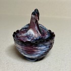 Rare 4    Lg Wright Fenton Amethyst Slag Mini Hen On Nest Purple Basket Weave 1966