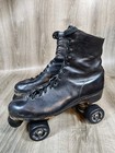 Vtg Black Leather Roller Skates W  Rc Plus Medallion Wheels Men   s Size 10