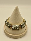 Vintage Marbled Gold Tone Bracelet Clip On Earrings Set Plastic Missing Charm