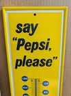 Vintage Never Hung 1965  Say Pepsi Please Metal Thermometer  Sign   Box