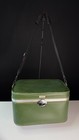 Vintage 1970s Avocado Green Train Case Shoulder Strap Amelia Earhart Makeup