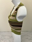 Witty Fox Knit Cropped Cardigan Womens M Green Full Zip Sleeveless Striped Y